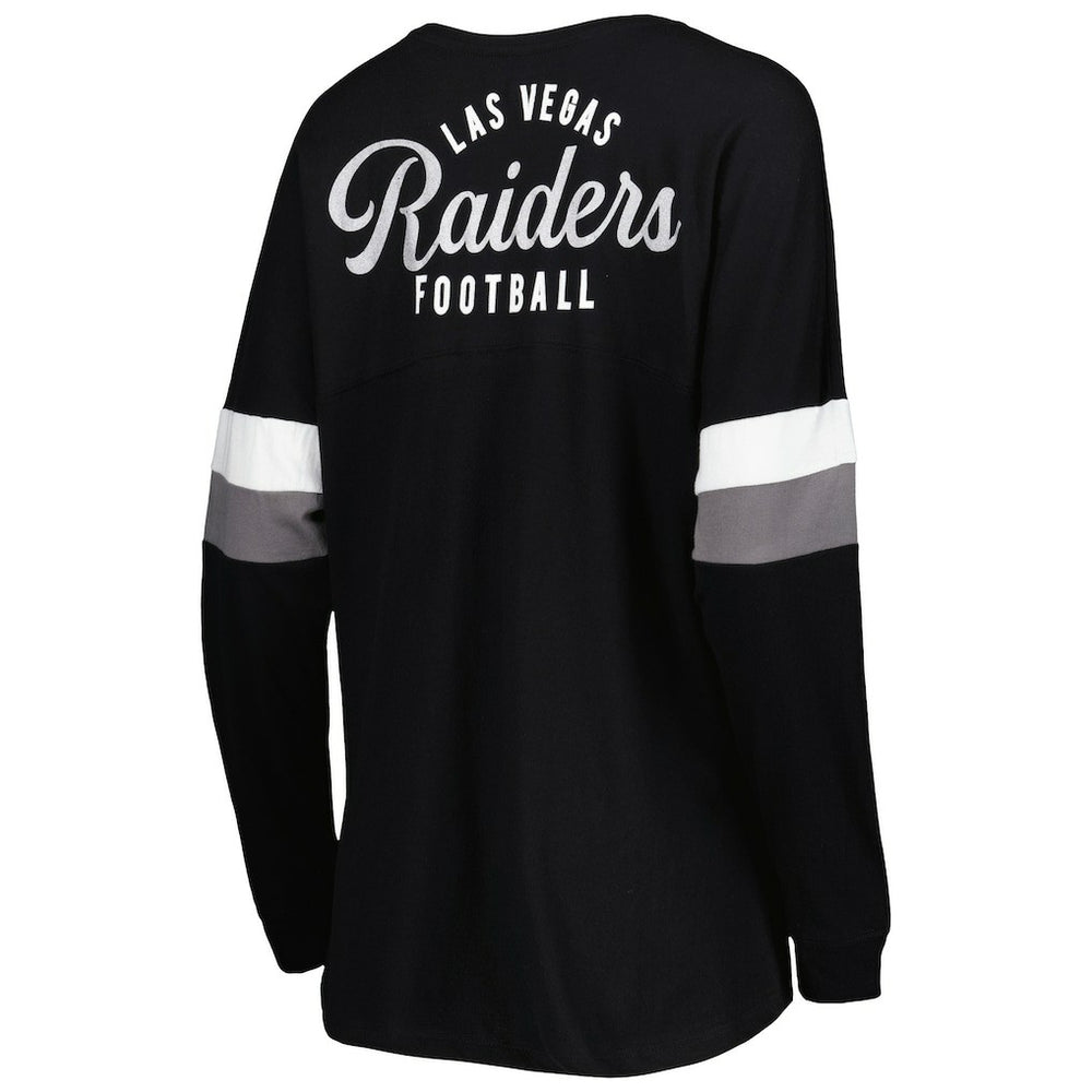 Las Vegas Raiders New Era Women's Athletic Varsity Lace-Up Lightweight Long Sleeve T-Shirt Black | NFL