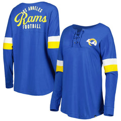 Los Angeles Rams New Era Women's Athletic Varsity Lace-Up Lightweight Long Sleeve T-Shirt Royal | NFL