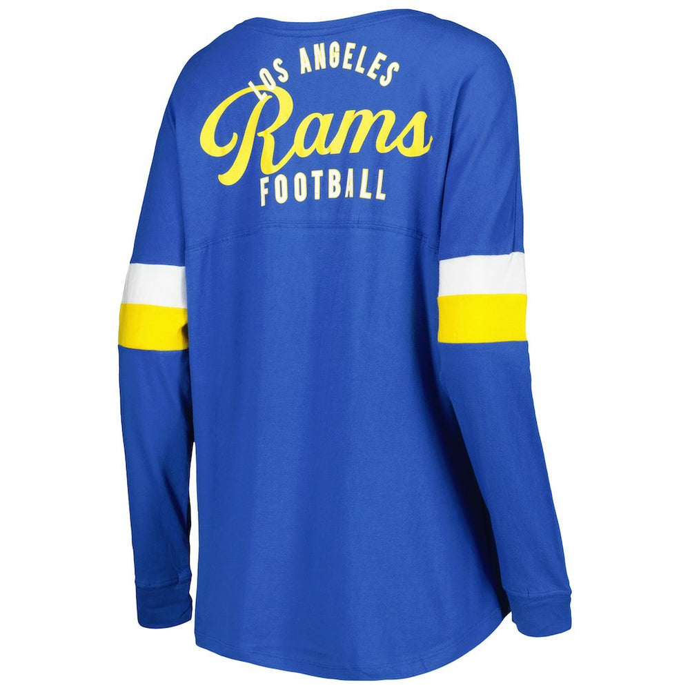 Los Angeles Rams New Era Women's Athletic Varsity Lace-Up Lightweight Long Sleeve T-Shirt Royal | NFL