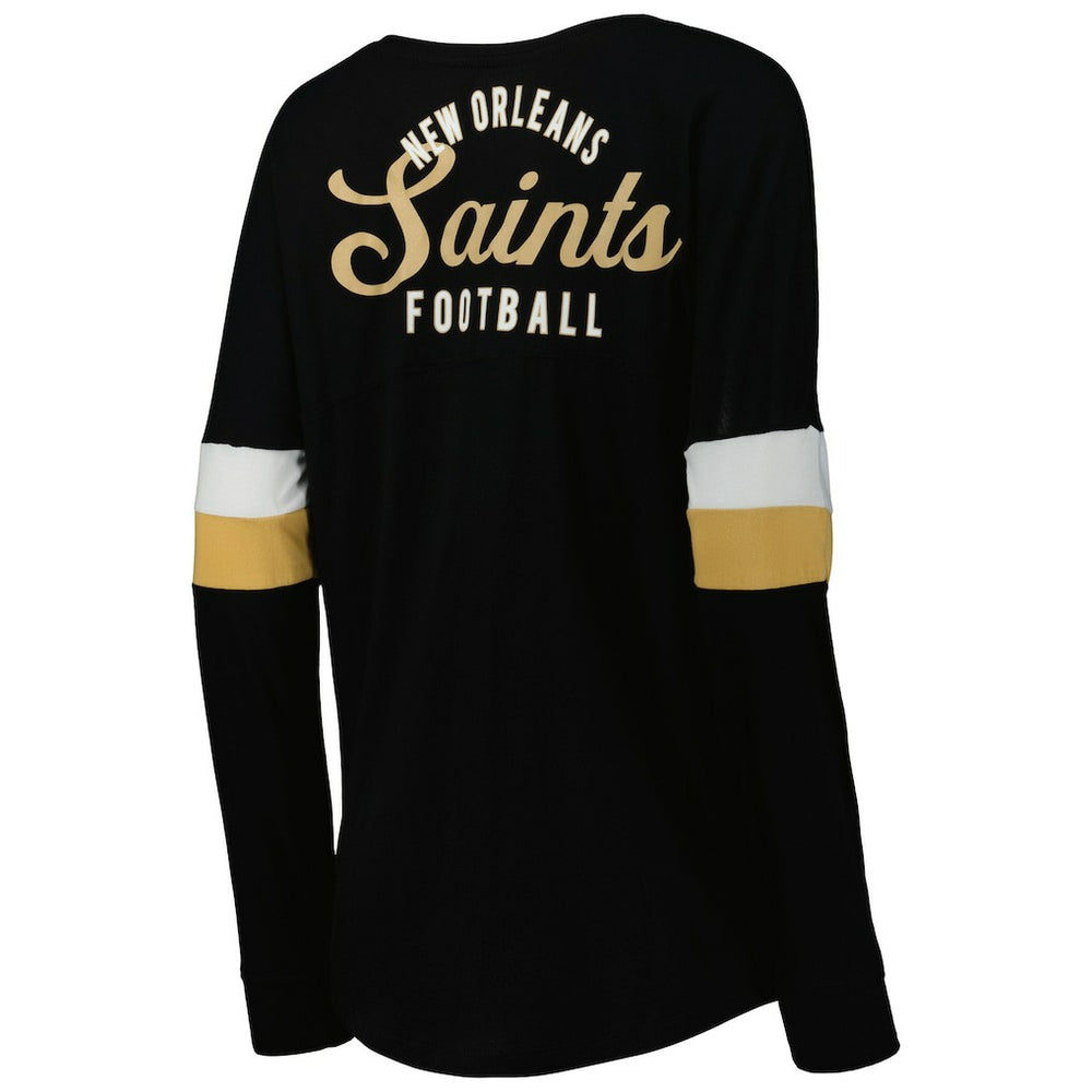 New Orleans Saints New Era Women's Athletic Varsity Lace-Up Lightweight Long Sleeve T-Shirt Black | NFL