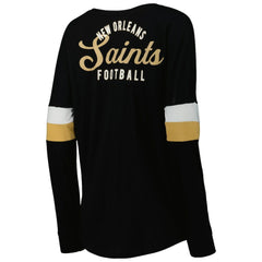 New Orleans Saints New Era Women's Athletic Varsity Lace-Up Lightweight Long Sleeve T-Shirt Black | NFL
