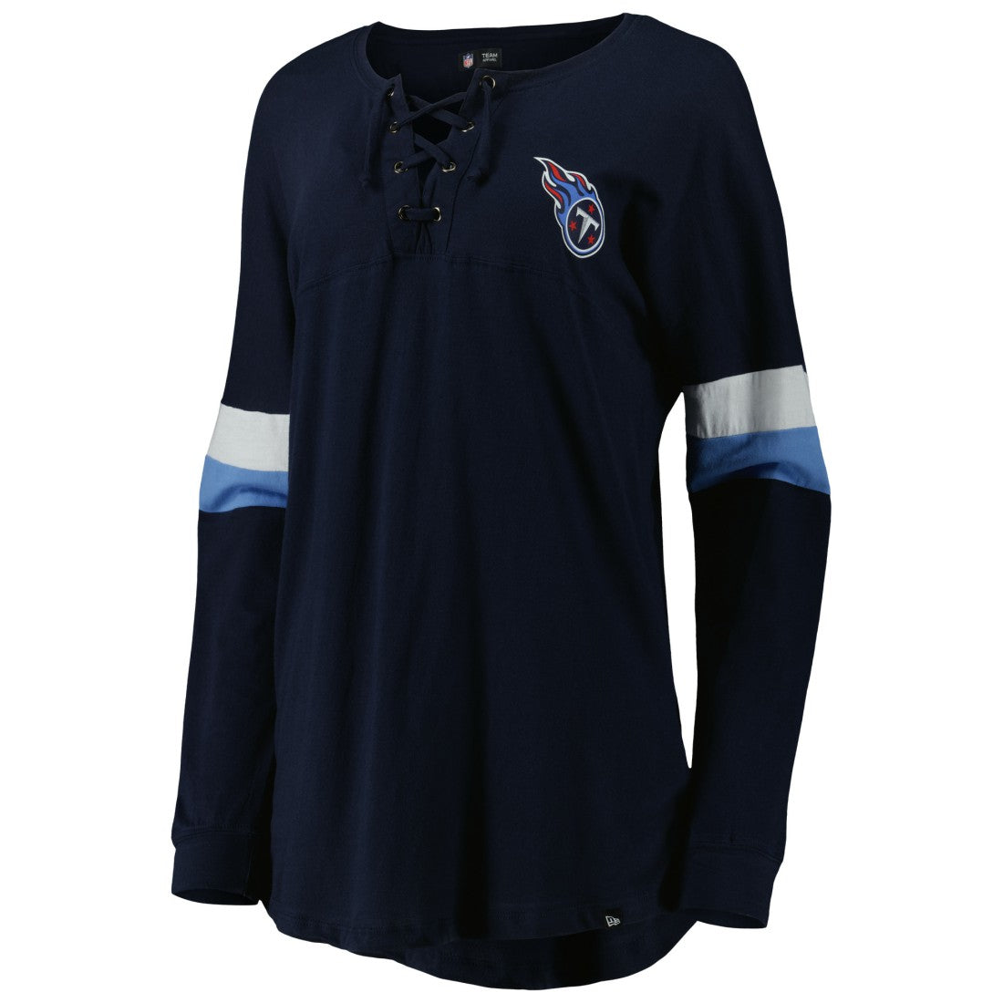 Tennessee Titans New Era Women's Athletic Varsity Lace-Up Lightweight Long Sleeve T-Shirt Navy | NFL