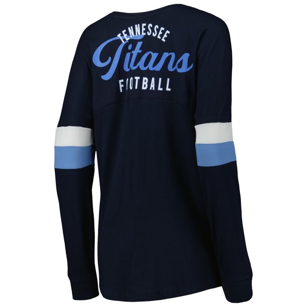 Tennessee Titans New Era Women's Athletic Varsity Lace-Up Lightweight Long Sleeve T-Shirt Navy | NFL