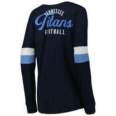 Tennessee Titans New Era Women's Athletic Varsity Lace-Up Lightweight Long Sleeve T-Shirt Navy | NFL