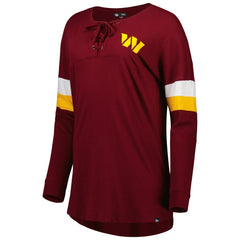 Washington Commanders New Era Women's Athletic Varsity Lace-Up Lightweight Long Sleeve T-Shirt Burgundy | NFL