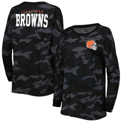 Cleveland Browns New Era Women's Camo Long Sleeve T-Shirt Black | NFL