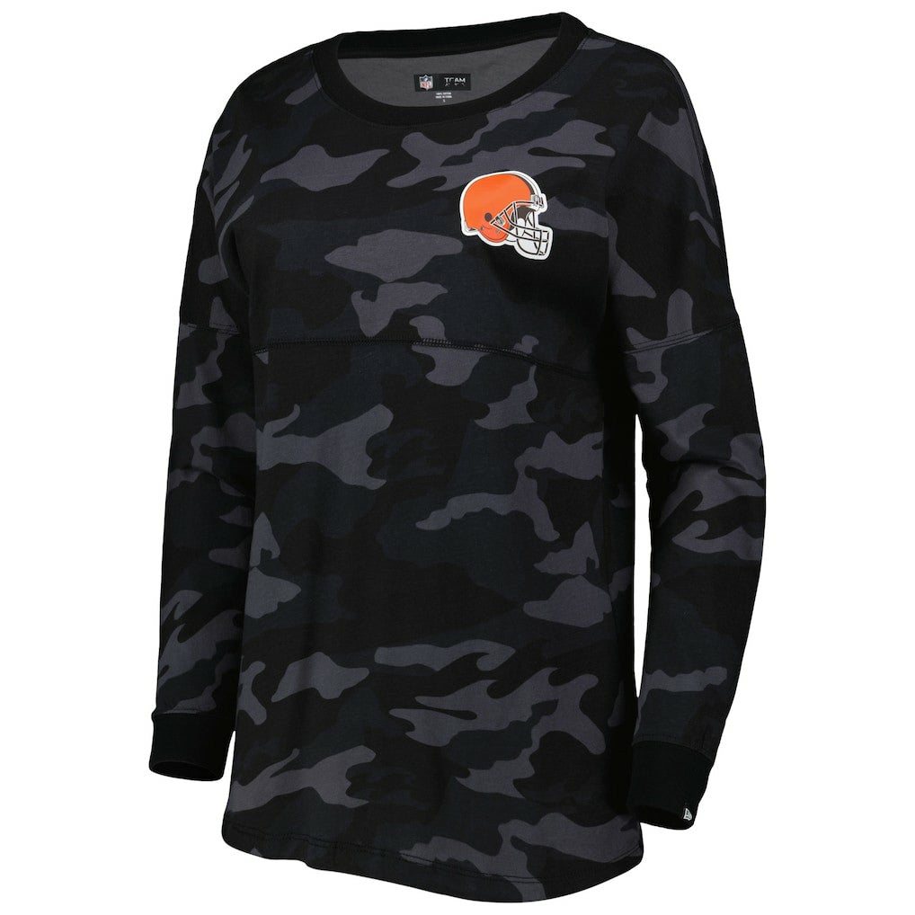 Cleveland Browns New Era Women's Camo Long Sleeve T-Shirt Black | NFL