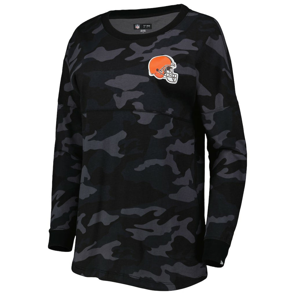 Cleveland Browns New Era Women's Camo Long Sleeve T-Shirt Black | NFL