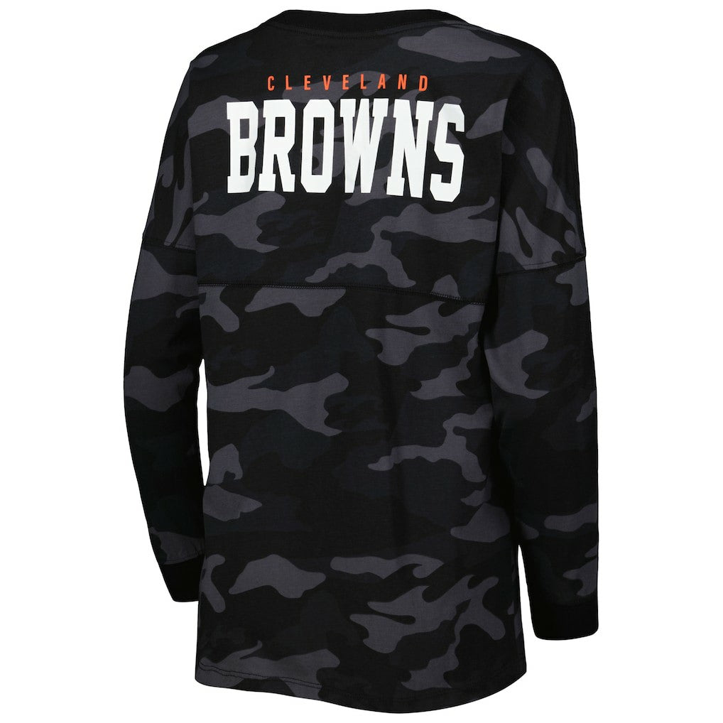 Cleveland Browns New Era Women's Camo Long Sleeve T-Shirt Black | NFL