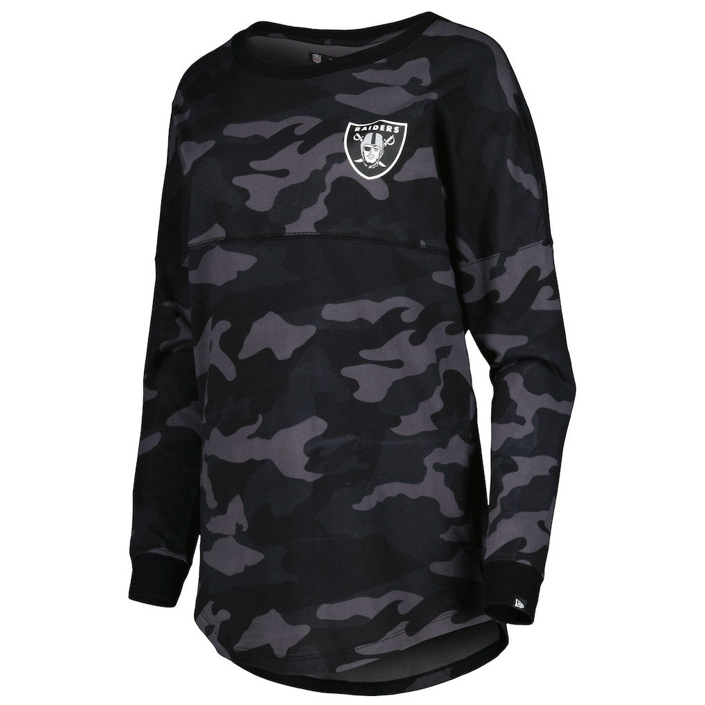 Las Vegas Raiders New Era Women's Camo Long Sleeve T-Shirt Black | NFL
