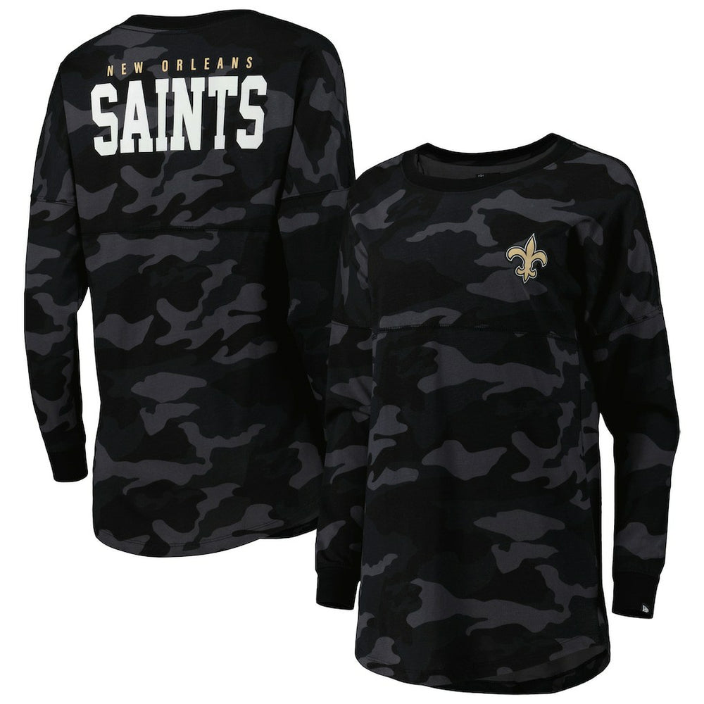 New Orleans Saints New Era Women's Camo Long Sleeve T-Shirt Black | NFL
