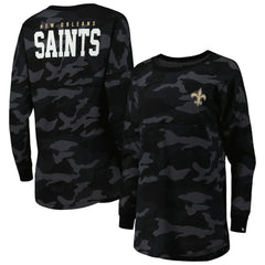 New Orleans Saints New Era Women's Camo Long Sleeve T-Shirt Black | NFL