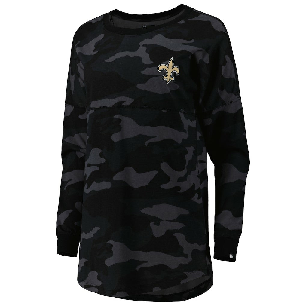 New Orleans Saints New Era Women's Camo Long Sleeve T-Shirt Black | NFL
