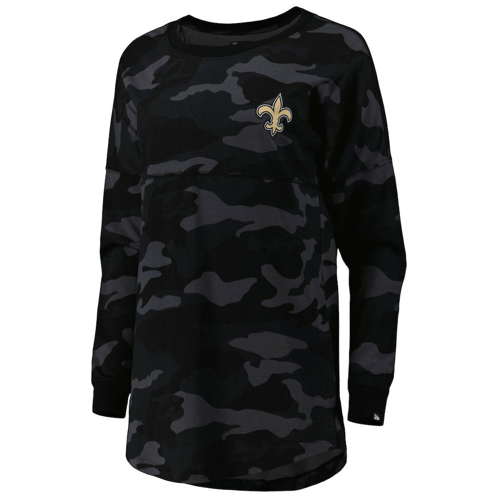 New Orleans Saints New Era Women's Camo Long Sleeve T-Shirt Black | NFL