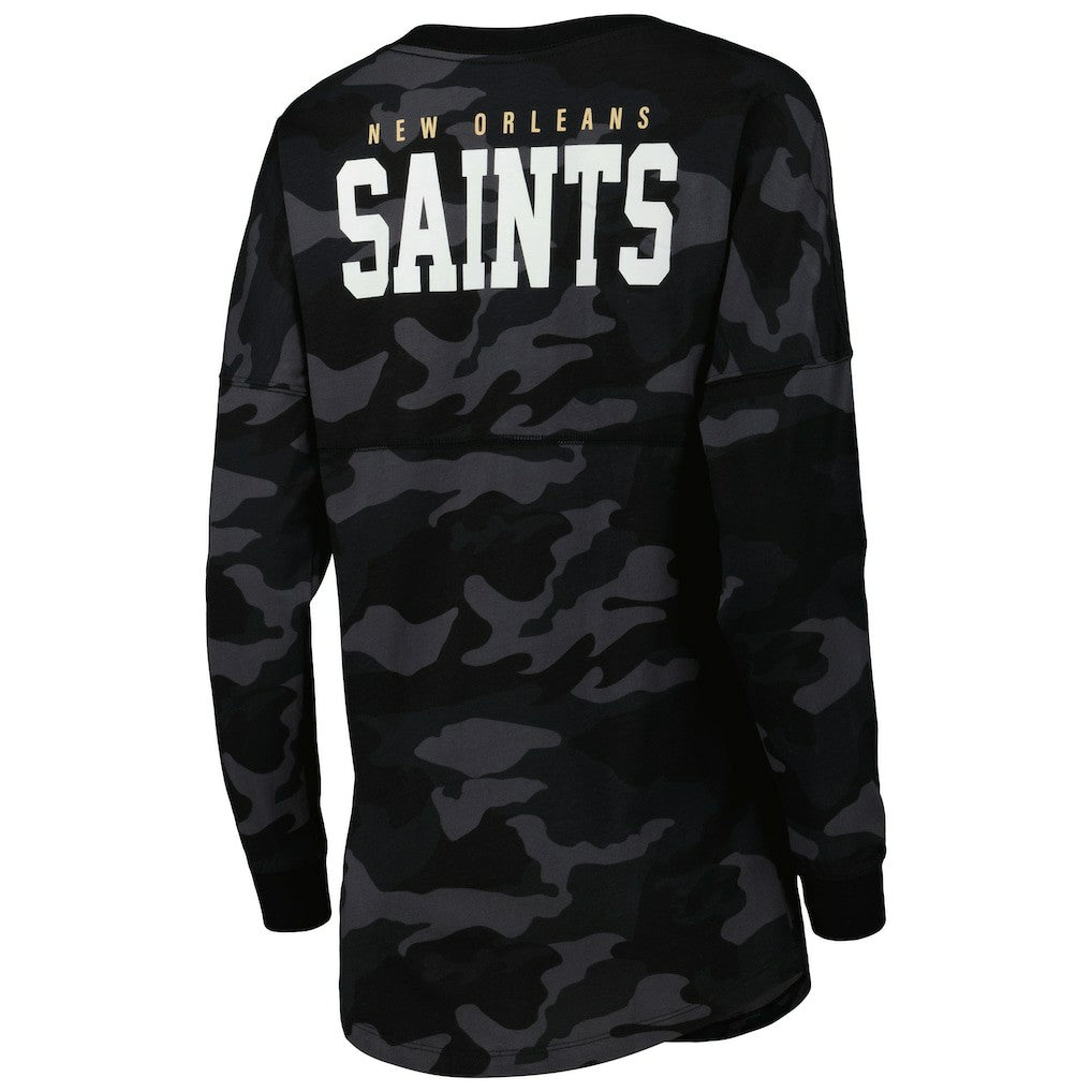 New Orleans Saints New Era Women's Camo Long Sleeve T-Shirt Black | NFL