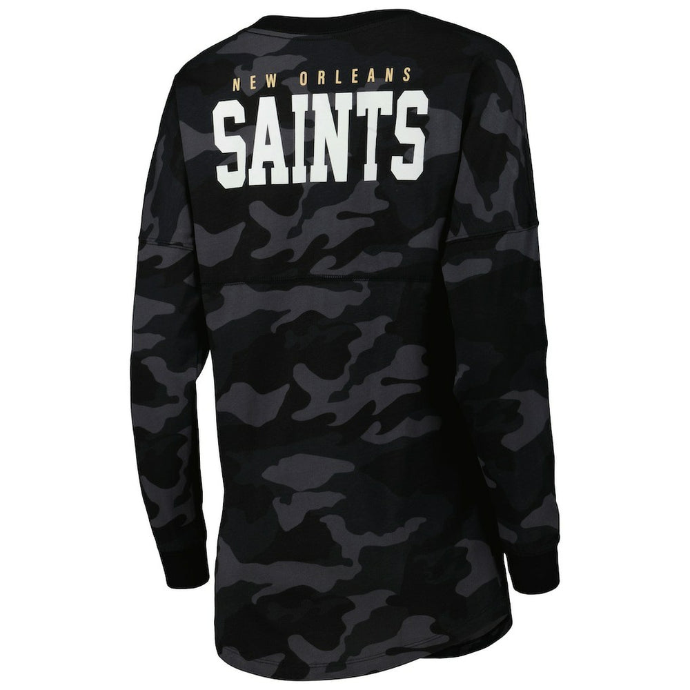 New Orleans Saints New Era Women's Camo Long Sleeve T-Shirt Black | NFL