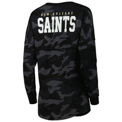 New Orleans Saints New Era Women's Camo Long Sleeve T-Shirt Black | NFL