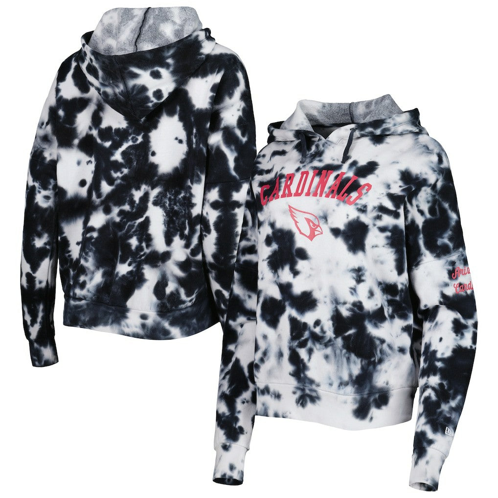 Arizona Cardinals New Era Women's Cloud Dye Fleece Pullover Hoodie Black | NFL