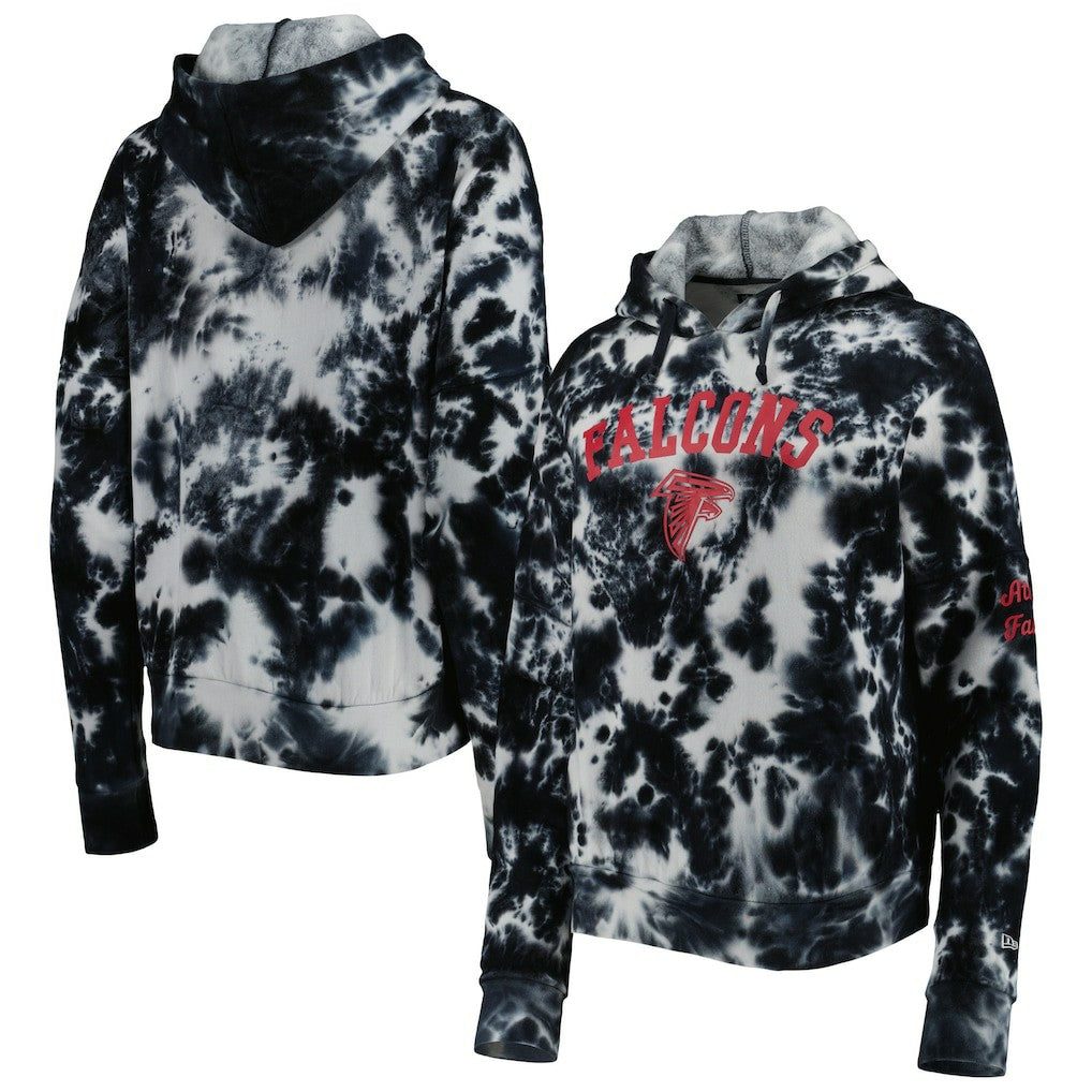 Atlanta Falcons New Era Women's Cloud Dye Fleece Pullover Hoodie Black | NFL