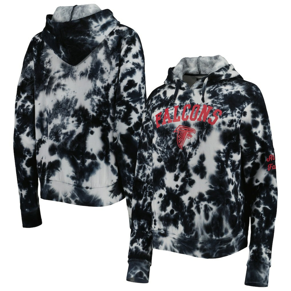Atlanta Falcons New Era Women's Cloud Dye Fleece Pullover Hoodie Black | NFL