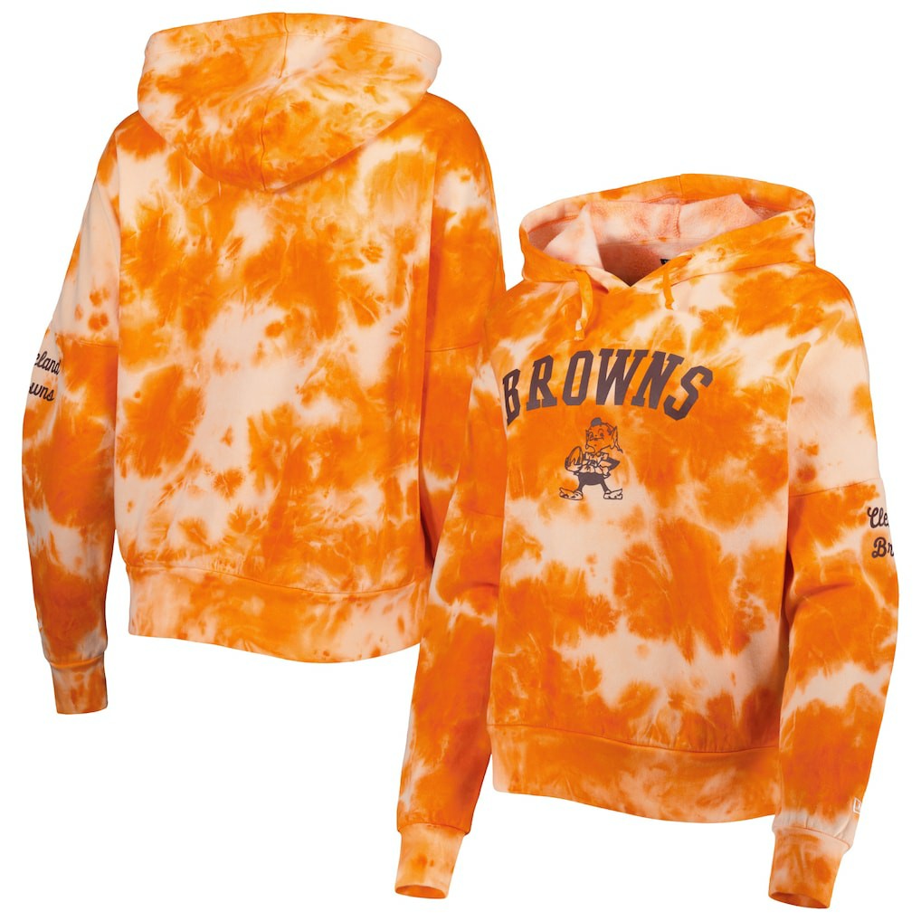 Cleveland Browns New Era Women's Cloud Dye Fleece Pullover Hoodie Orange | NFL