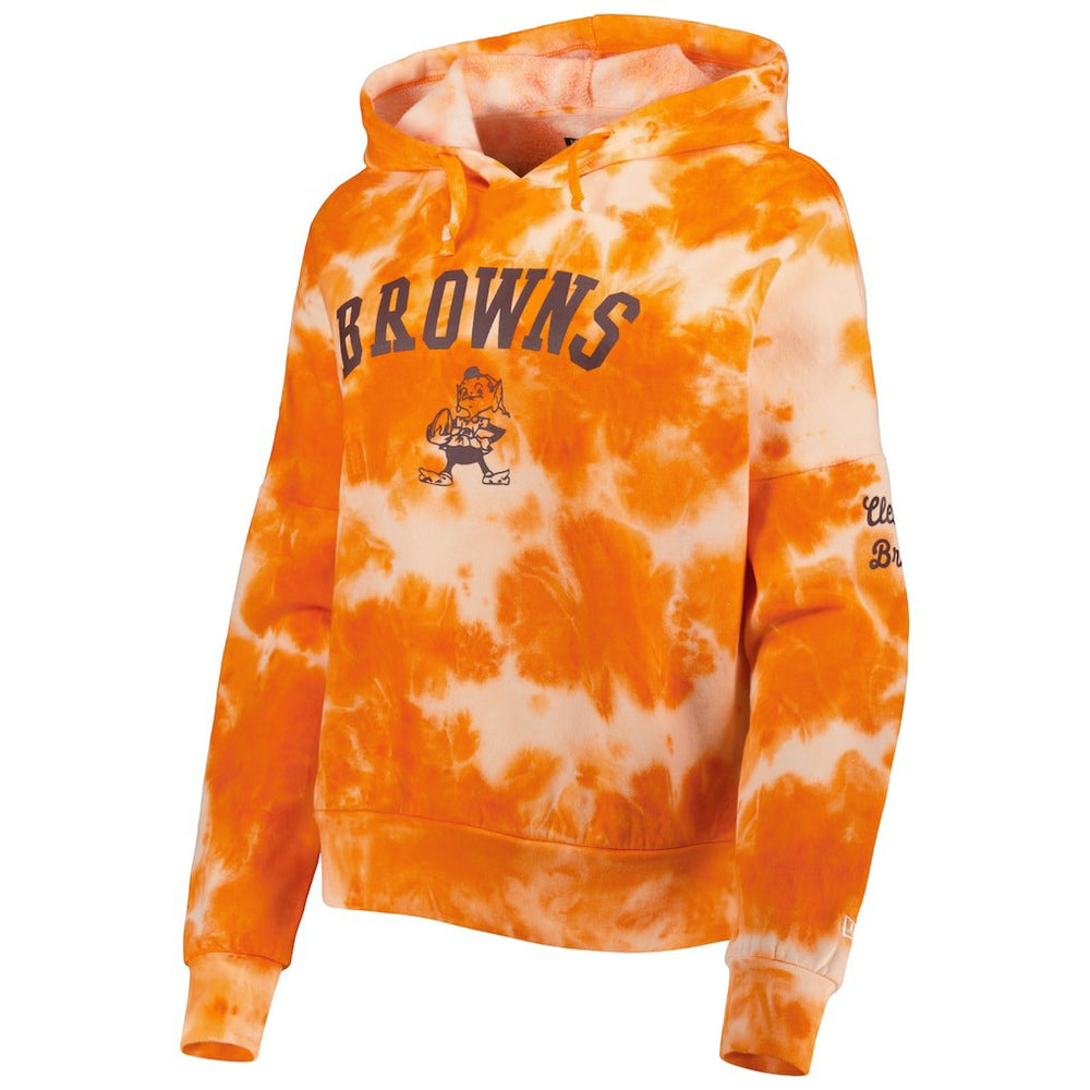 Cleveland Browns New Era Women's Cloud Dye Fleece Pullover Hoodie Orange | NFL