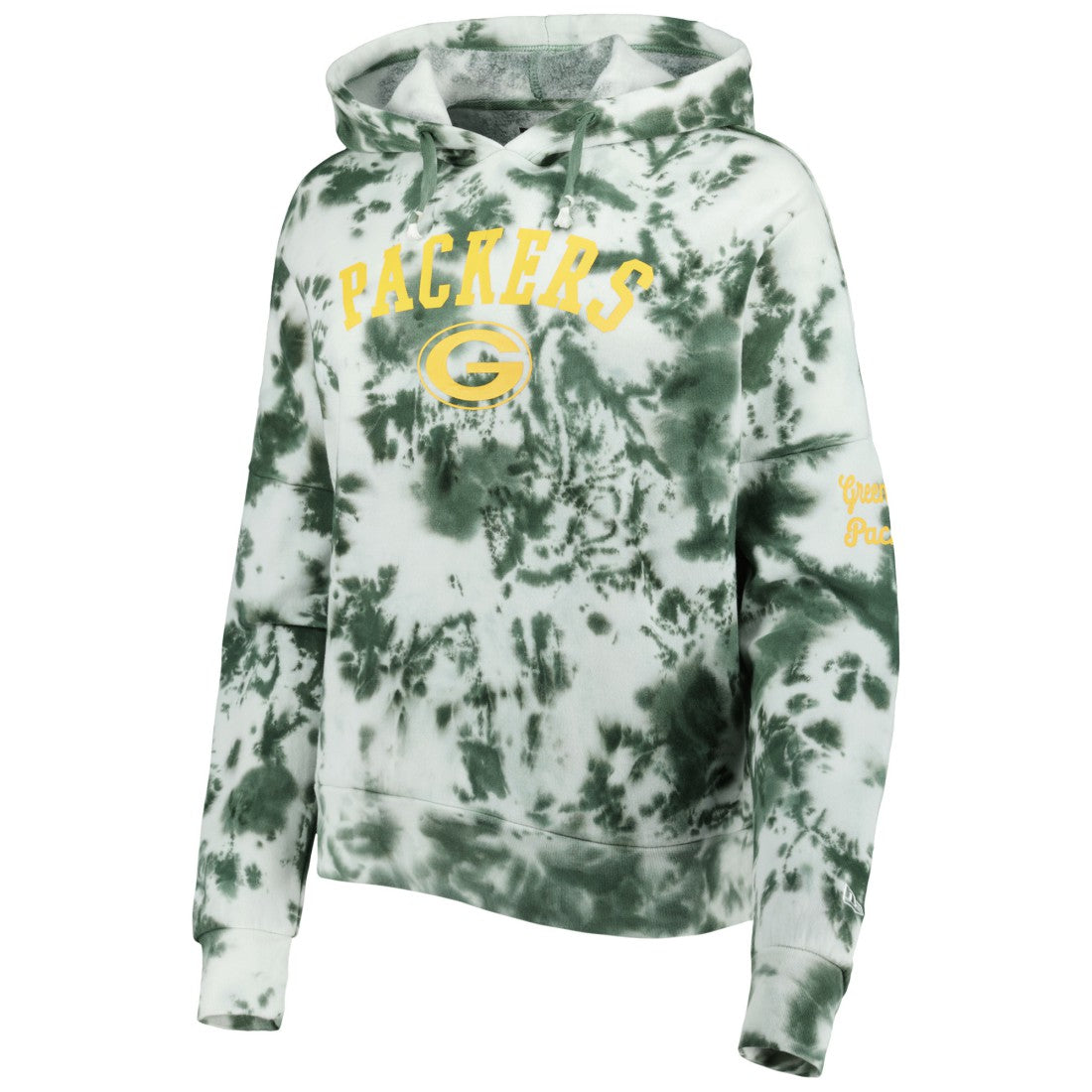 Green Bay Packers New Era Women's Cloud Dye Fleece Pullover Hoodie Green | NFL
