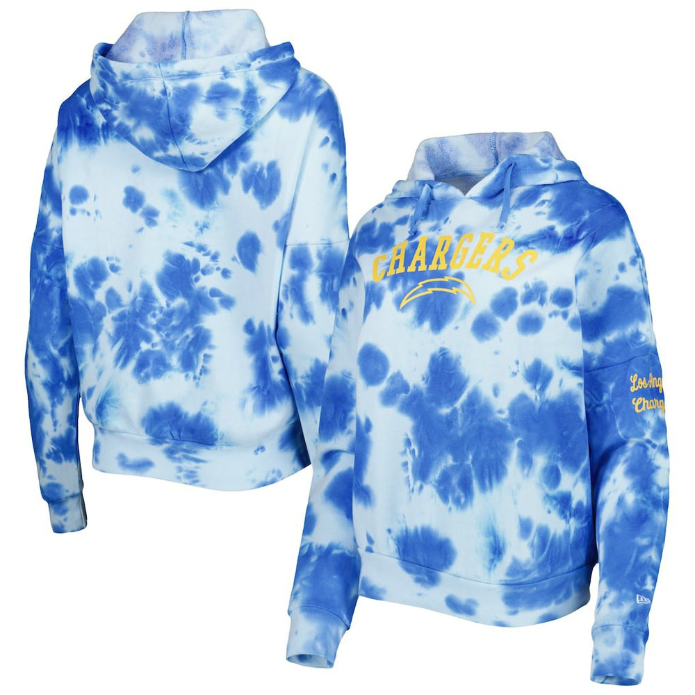 Los Angeles Chargers New Era Women's Cloud Dye Fleece Pullover Hoodie Powder Blue | NFL