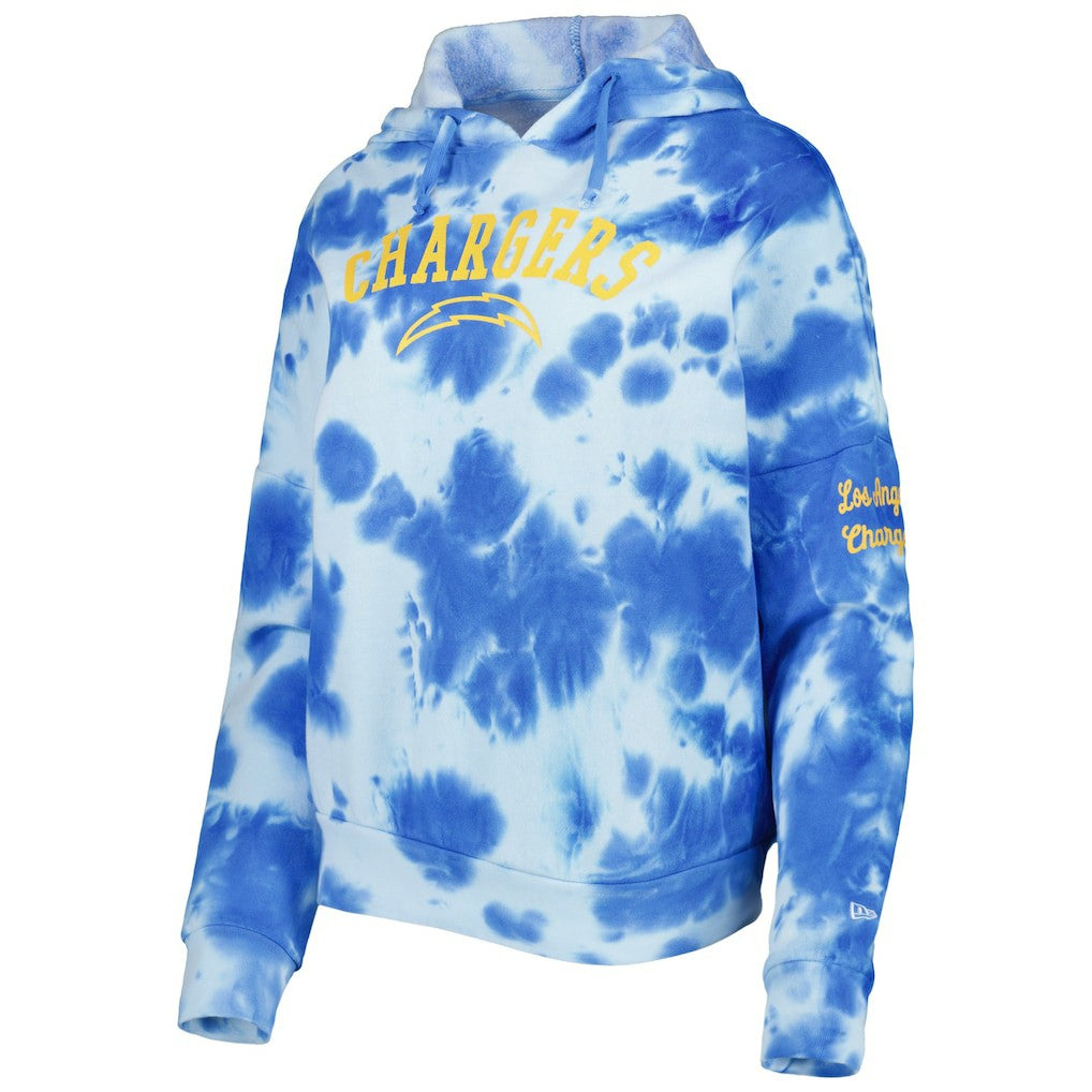 Los Angeles Chargers New Era Women's Cloud Dye Fleece Pullover Hoodie Powder Blue | NFL