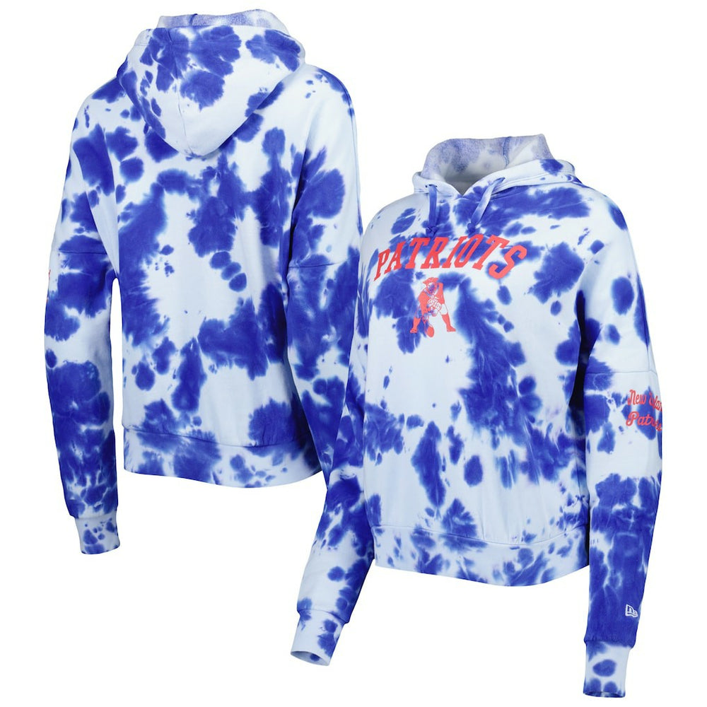New England Patriots New Era Women's Cloud Dye Fleece Pullover Hoodie Royal | NFL