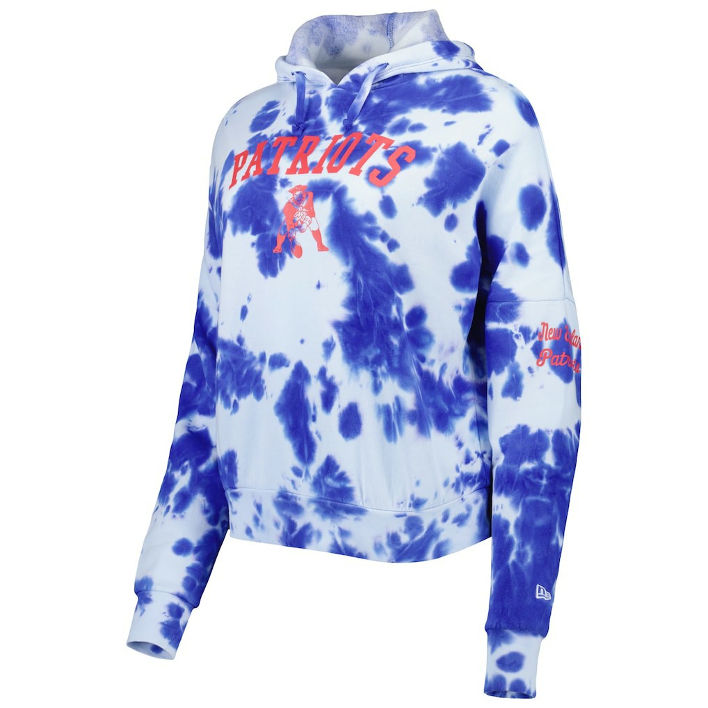 New England Patriots New Era Women's Cloud Dye Fleece Pullover Hoodie Royal | NFL