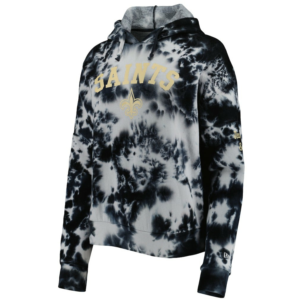 New Orleans Saints New Era Women's Cloud Dye Fleece Pullover Hoodie Black | NFL