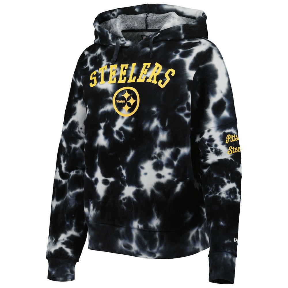 Pittsburgh Steelers New Era Women's Cloud Dye Fleece Pullover Hoodie Black | NFL