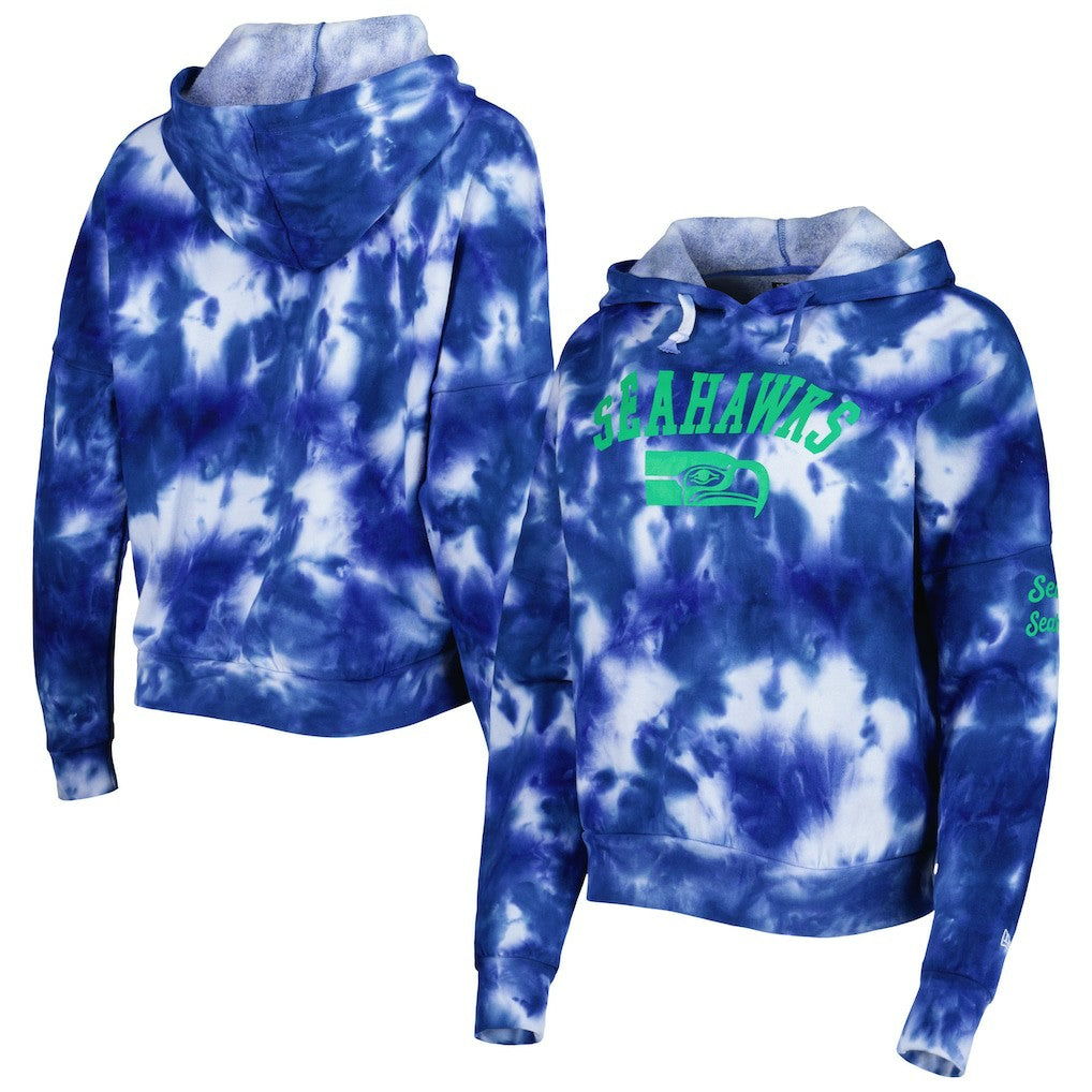 Seattle Seahawks New Era Women's Cloud Dye Fleece Pullover Hoodie Royal | NFL