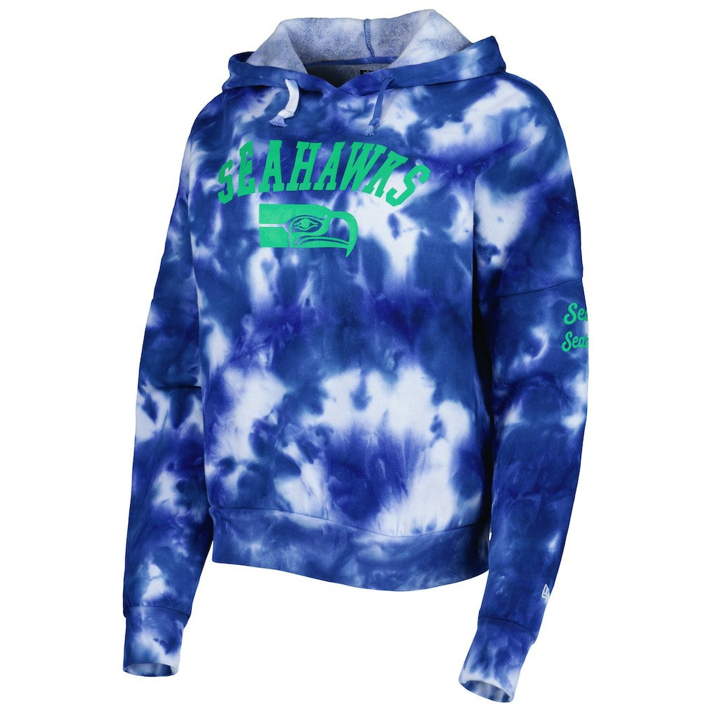 Seattle Seahawks New Era Women's Cloud Dye Fleece Pullover Hoodie Royal | NFL