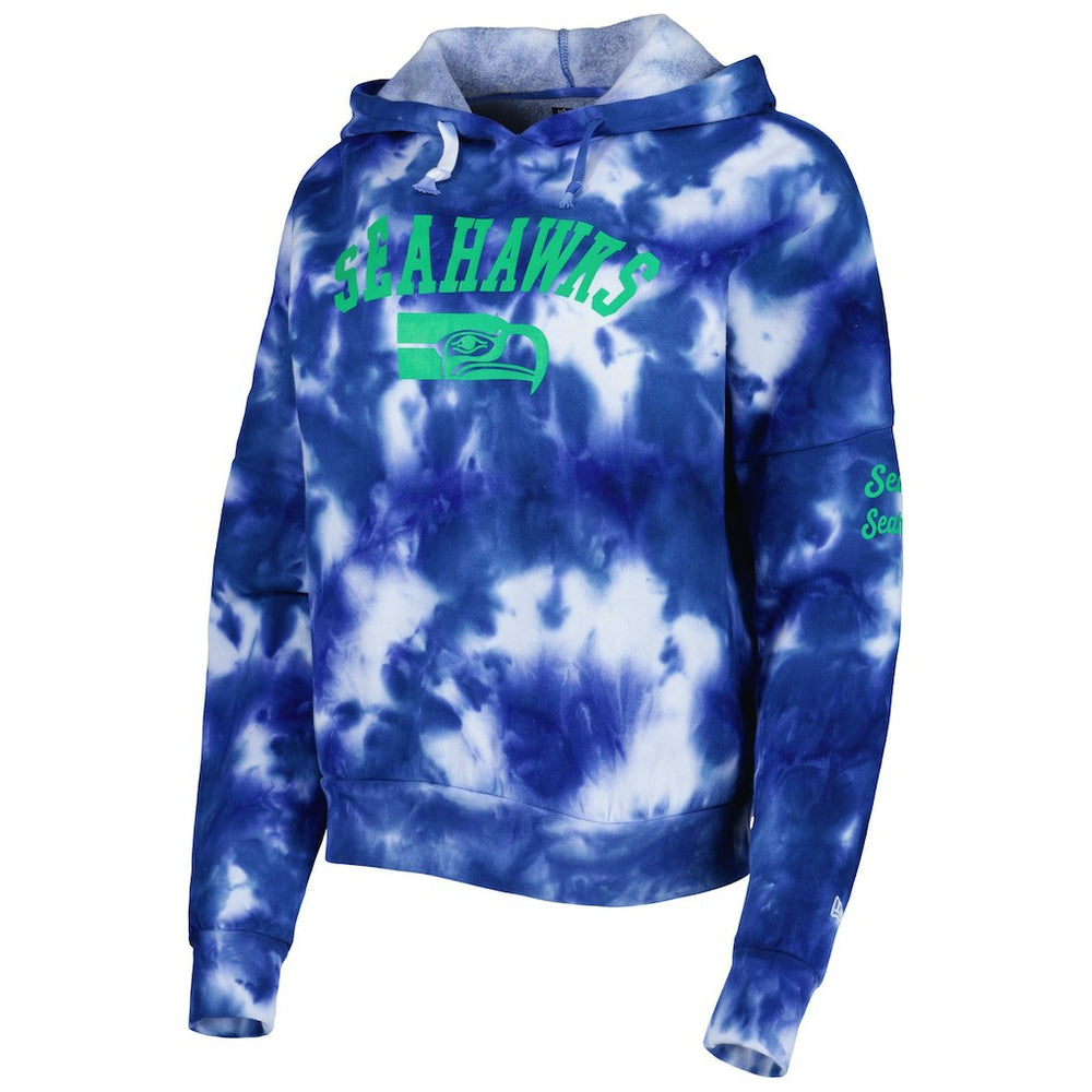 Seattle Seahawks New Era Women's Cloud Dye Fleece Pullover Hoodie Royal | NFL