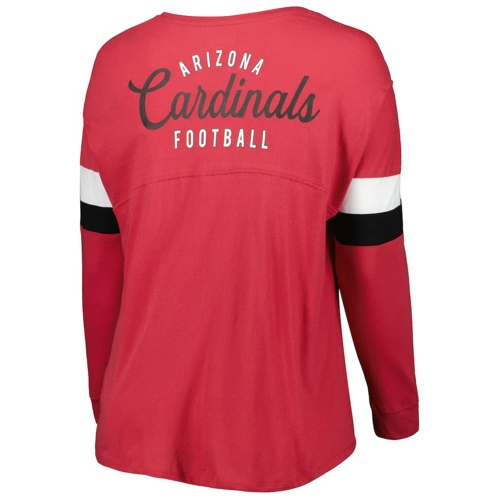 Arizona Cardinals New Era Women's Plus Size Athletic Varsity Lace-Up V-Neck Long Sleeve T-Shirt Cardinal | NFL