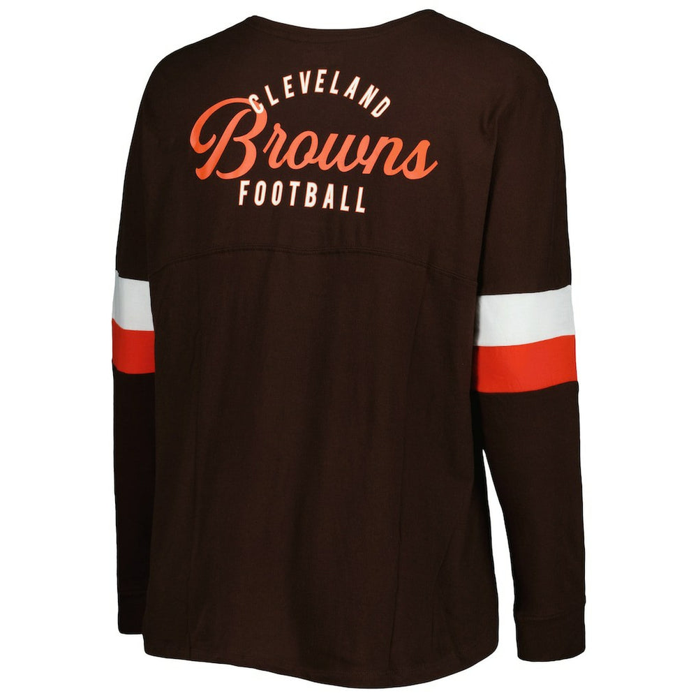 Cleveland Browns New Era Women's Plus Size Athletic Varsity Lace-Up V-Neck Long Sleeve T-Shirt Brown | NFL