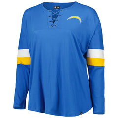 Los Angeles Chargers New Era Women's Plus Size Athletic Varsity Lace-Up V-Neck Long Sleeve T-Shirt Powder Blue | NFL