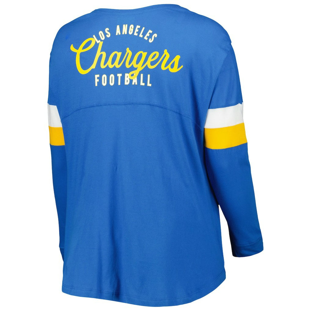 Los Angeles Chargers New Era Women's Plus Size Athletic Varsity Lace-Up V-Neck Long Sleeve T-Shirt Powder Blue | NFL