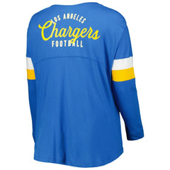 Los Angeles Chargers New Era Women's Plus Size Athletic Varsity Lace-Up V-Neck Long Sleeve T-Shirt Powder Blue | NFL