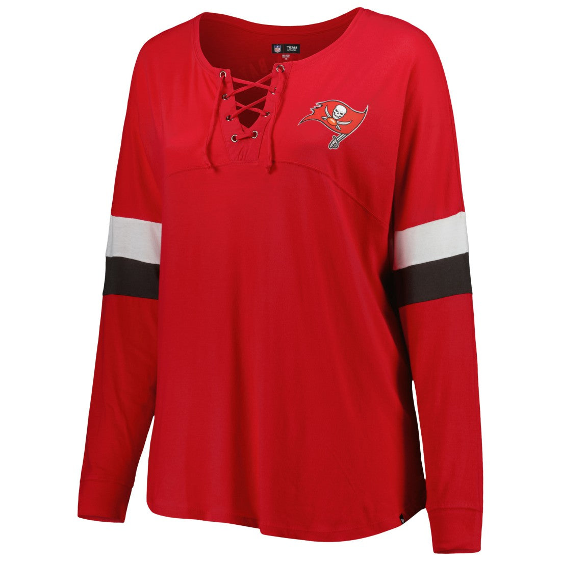 Tampa Bay Buccaneers New Era Women's Plus Size Athletic Varsity Lace-Up V-Neck Long Sleeve T-Shirt Red | NFL