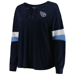 Tennessee Titans New Era Women's Plus Size Athletic Varsity Lace-Up V-Neck Long Sleeve T-Shirt Navy | NFL