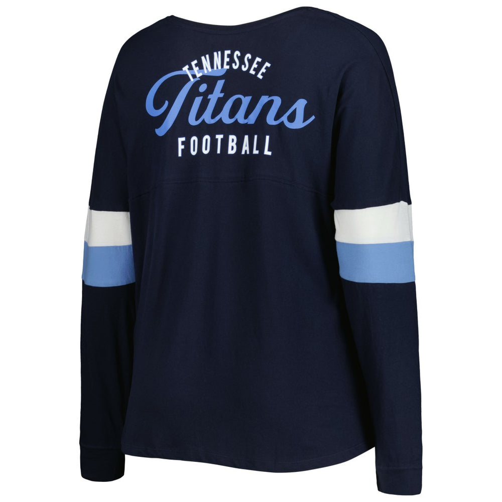 Tennessee Titans New Era Women's Plus Size Athletic Varsity Lace-Up V-Neck Long Sleeve T-Shirt Navy | NFL