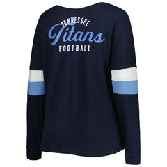 Tennessee Titans New Era Women's Plus Size Athletic Varsity Lace-Up V-Neck Long Sleeve T-Shirt Navy | NFL