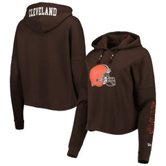 Cleveland Browns New Era Women's Foil Sleeve Pullover Hoodie Brown | NFL