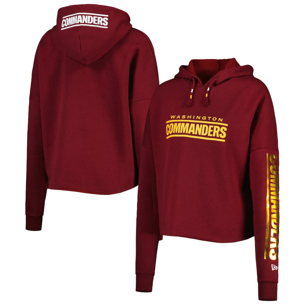 Washington Commanders New Era Women's Foil Sleeve Pullover Hoodie Burgundy | NFL