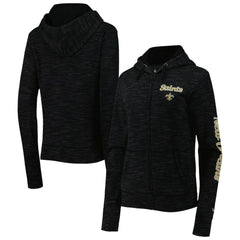 New Orleans Saints New Era Women's Reverse Space-Dye Full-Zip Hoodie Black | NFL