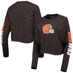 Cleveland Browns New Era Women's Crop Long Sleeve T-Shirt Brown | NFL