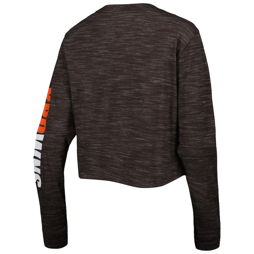 Cleveland Browns New Era Women's Crop Long Sleeve T-Shirt Brown | NFL